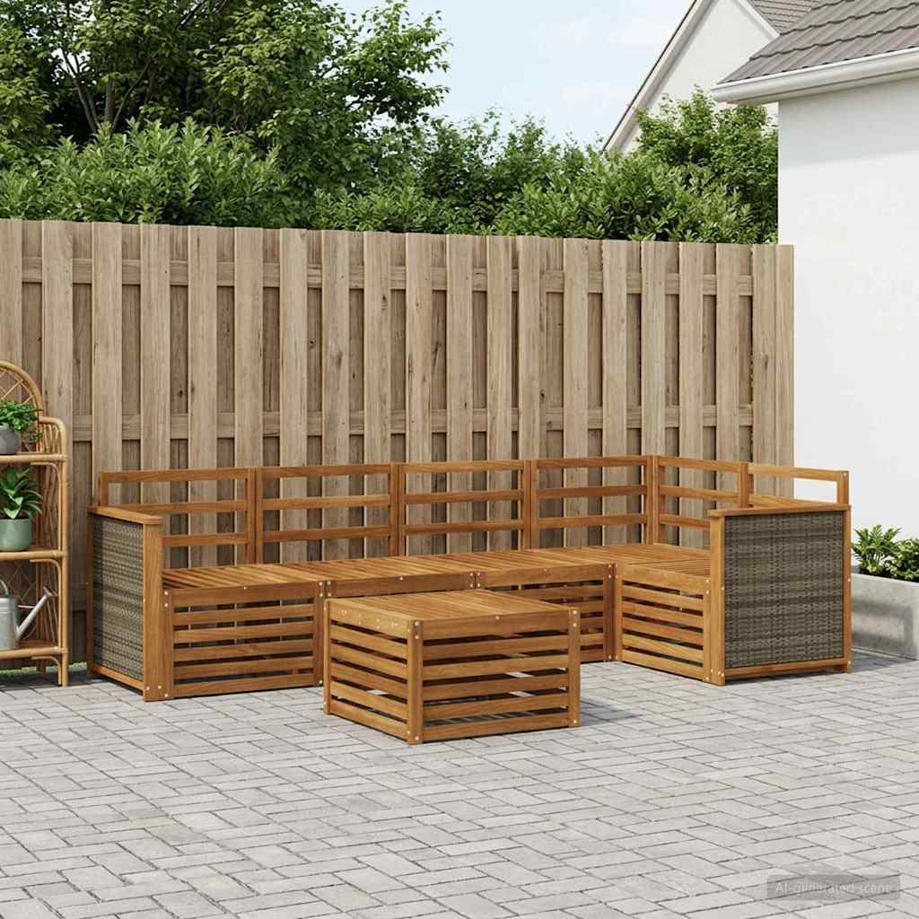 vidaXL Ecksofa Set 5 pcs Natur Massivholz Akazie