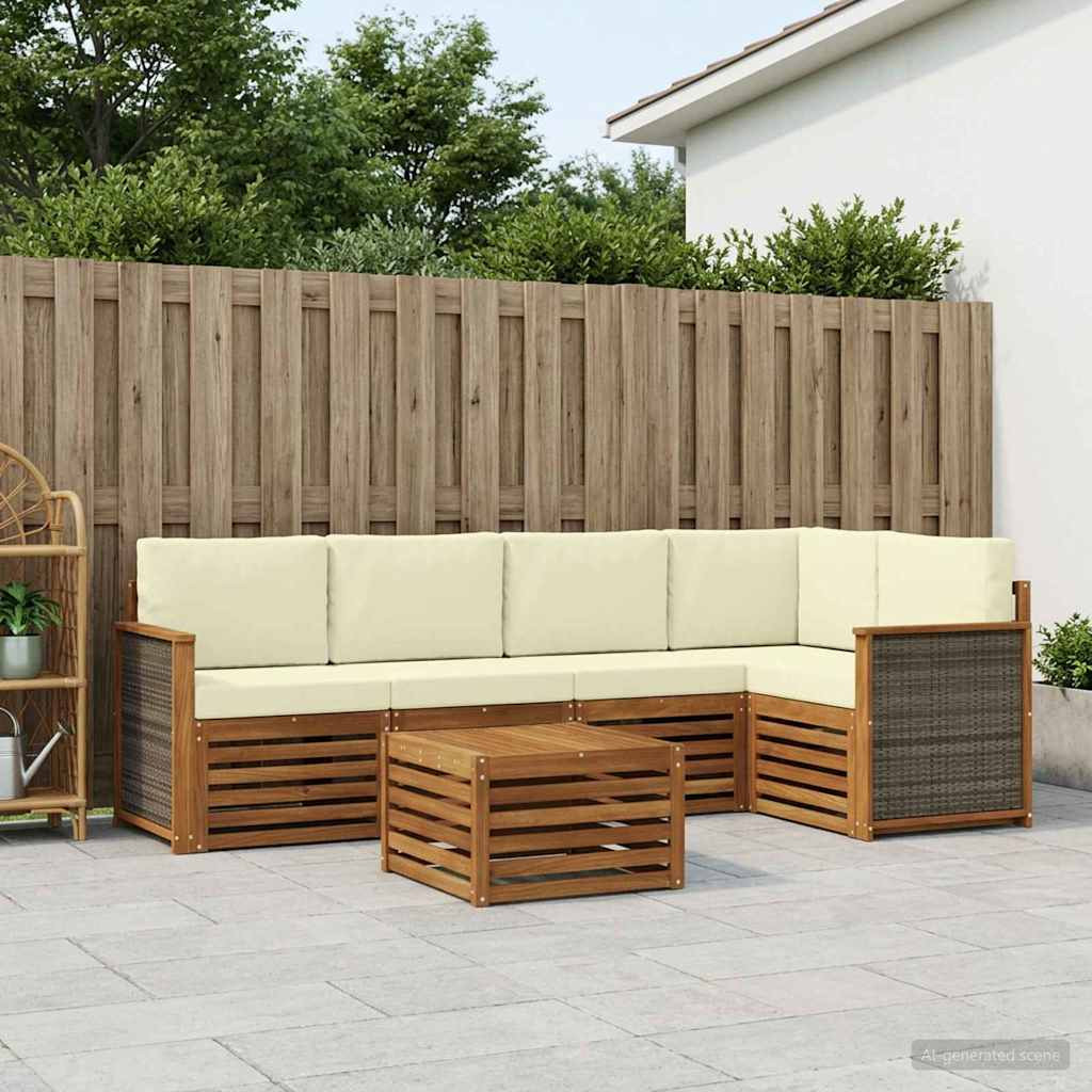vidaXL Ecksofa Set mit Kissen 5 pcs Natur und Creme