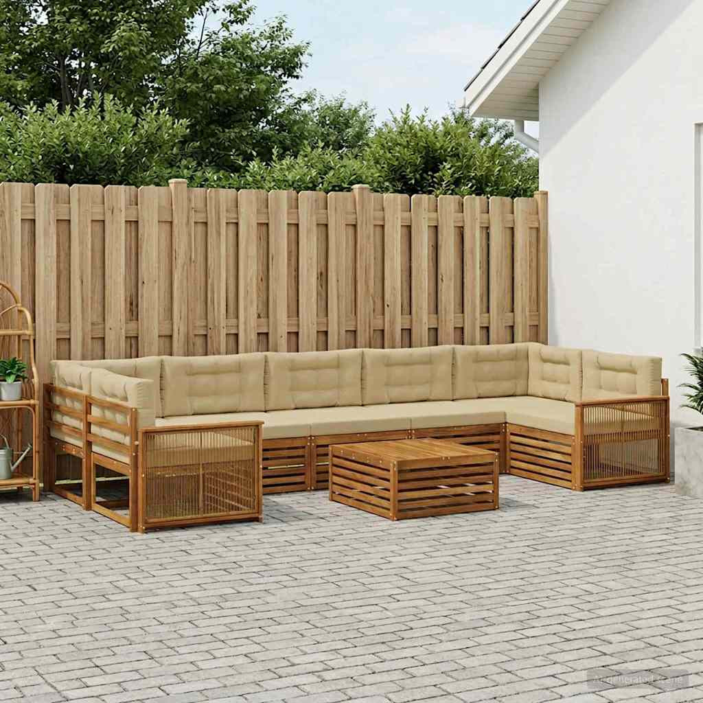 vidaXL Outdoor-Sofagarnitur mit Kissen 8 pcs Natur und Beige