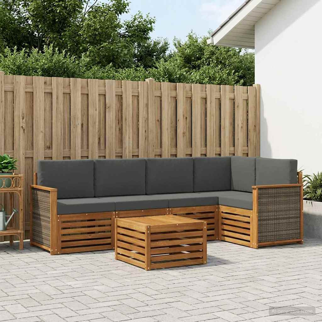vidaXL Ecksofa Set mit Kissen 5 pcs Natur und Anthrazit