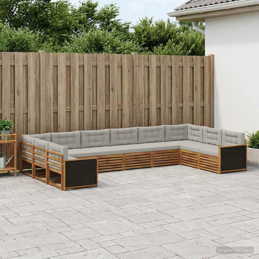 vidaXL Sofagarnituren mit Kissen 10 pcs Massivholz Akazie