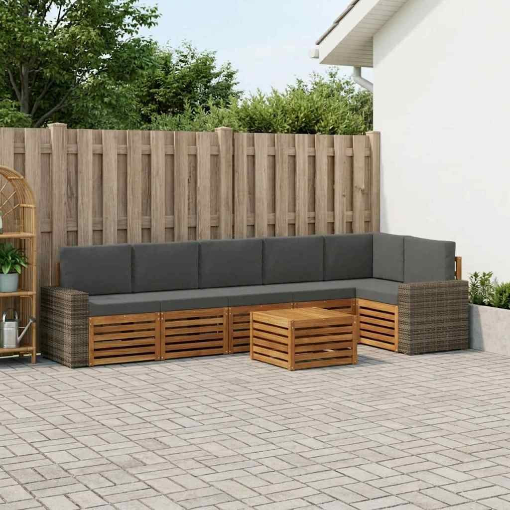 vidaXL Ecksofa Set 7 pcs Natur und Anthrazit Massivholz Akazie