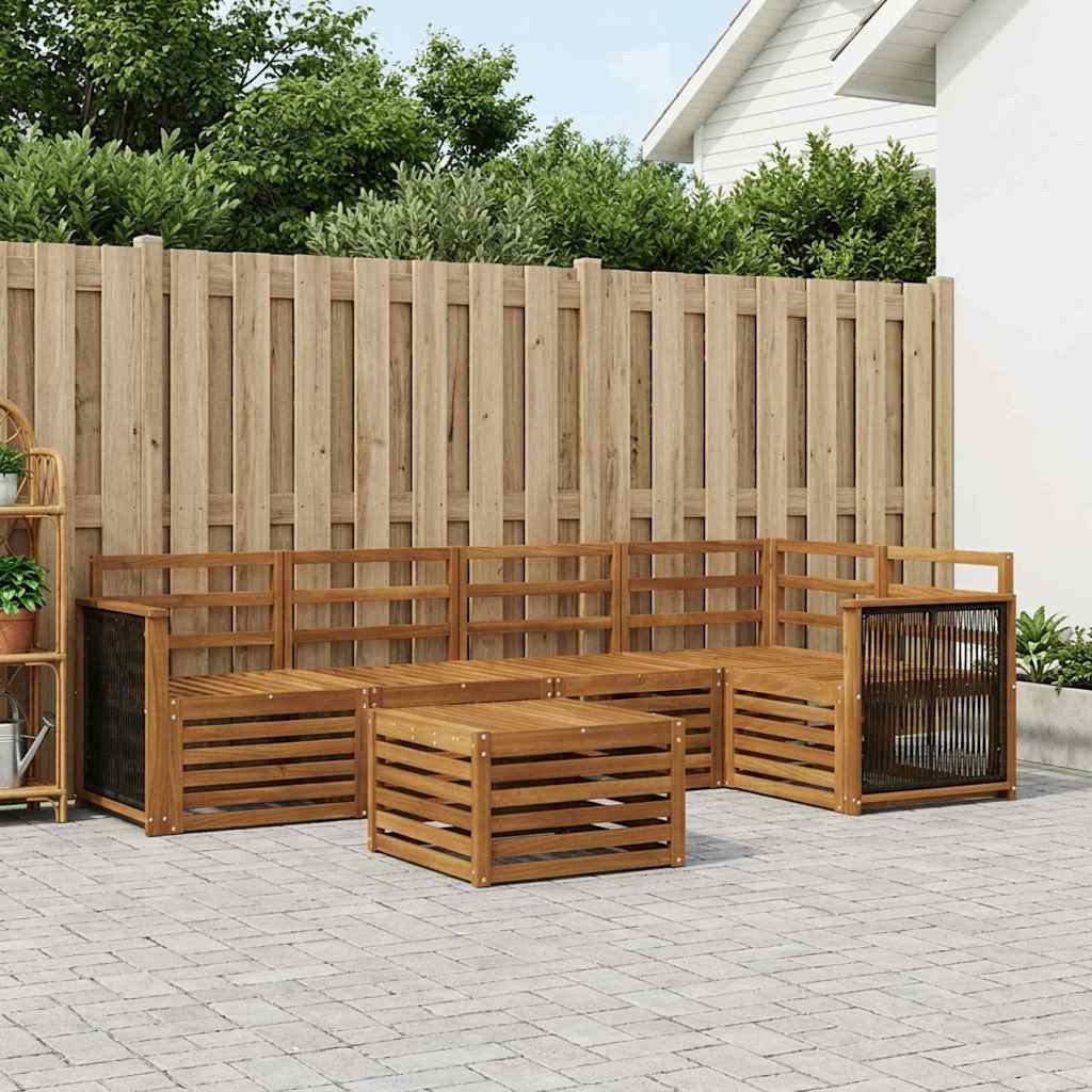 vidaXL Ecksofa Set 5 pcs Natur Massivholz Akazie