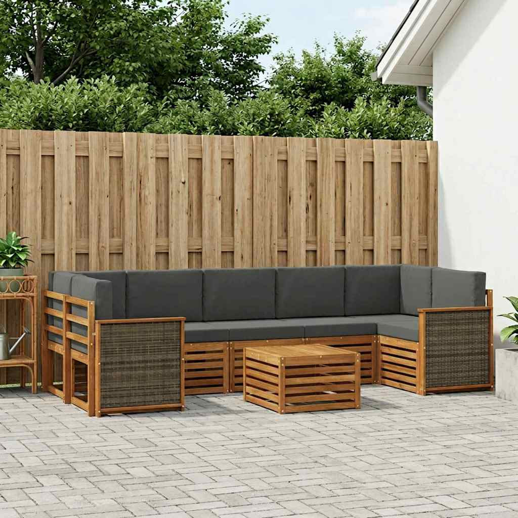 vidaXL Outdoor-Sofagarnitur mit Kissen 8 pcs Natur und Anthrazit