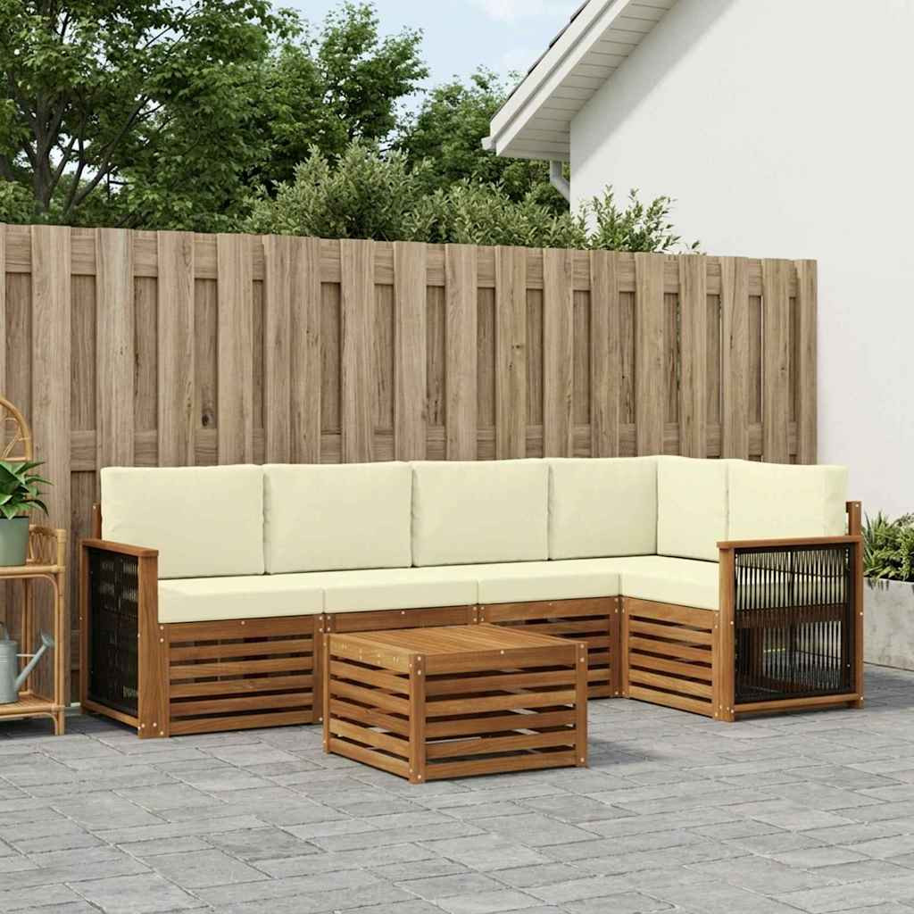 vidaXL Ecksofa Set mit Kissen 5 pcs Natur und Creme