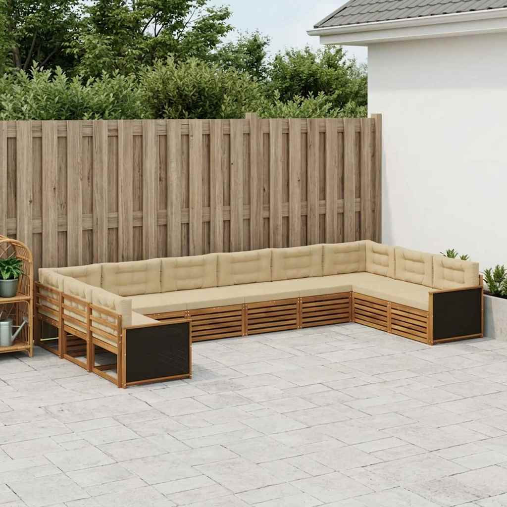 vidaXL Sofagarnituren mit Kissen 10 pcs Massivholz Akazie