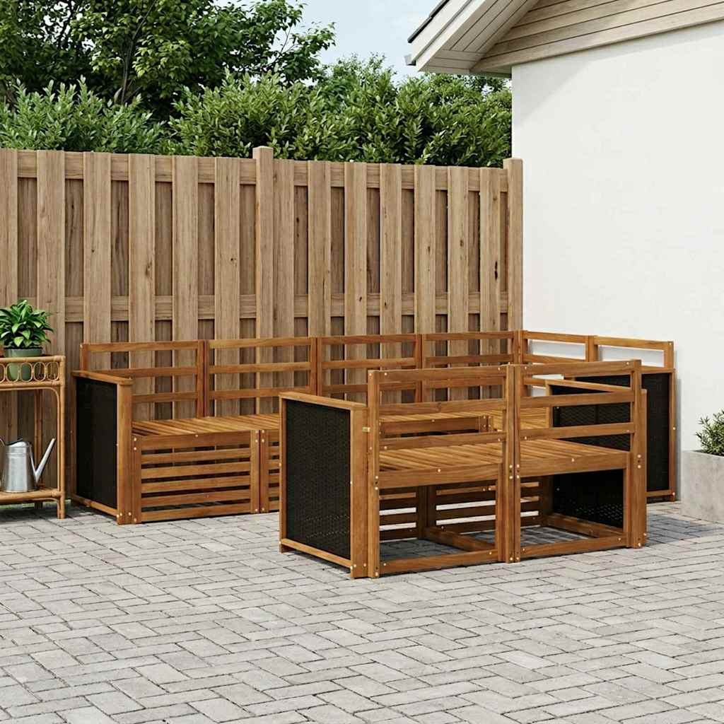 vidaXL Ecksofa Set 6 pcs Natur Massivholz Akazie
