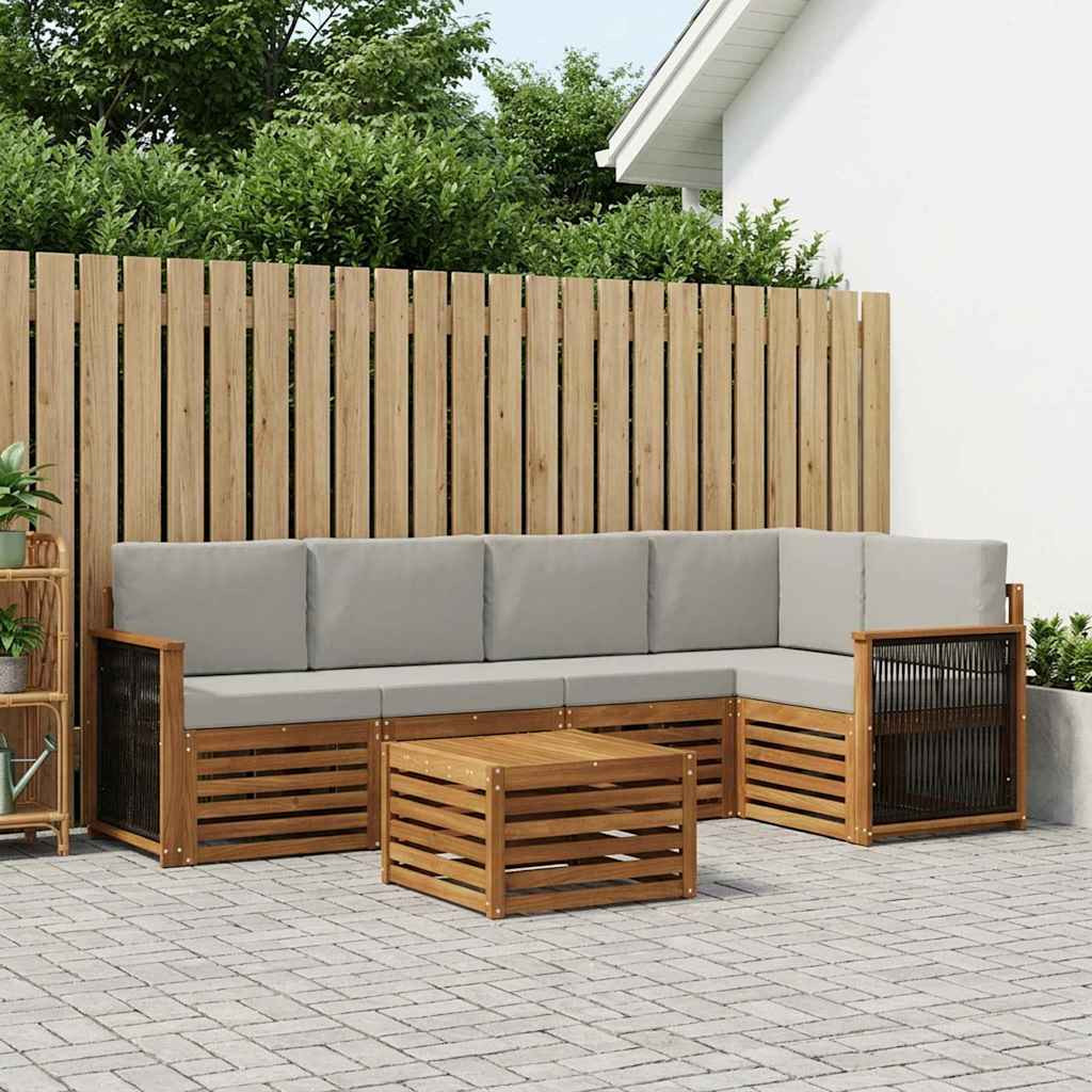 vidaXL Ecksofa Set mit Kissen 5 pcs Natürlich und Hellgrau