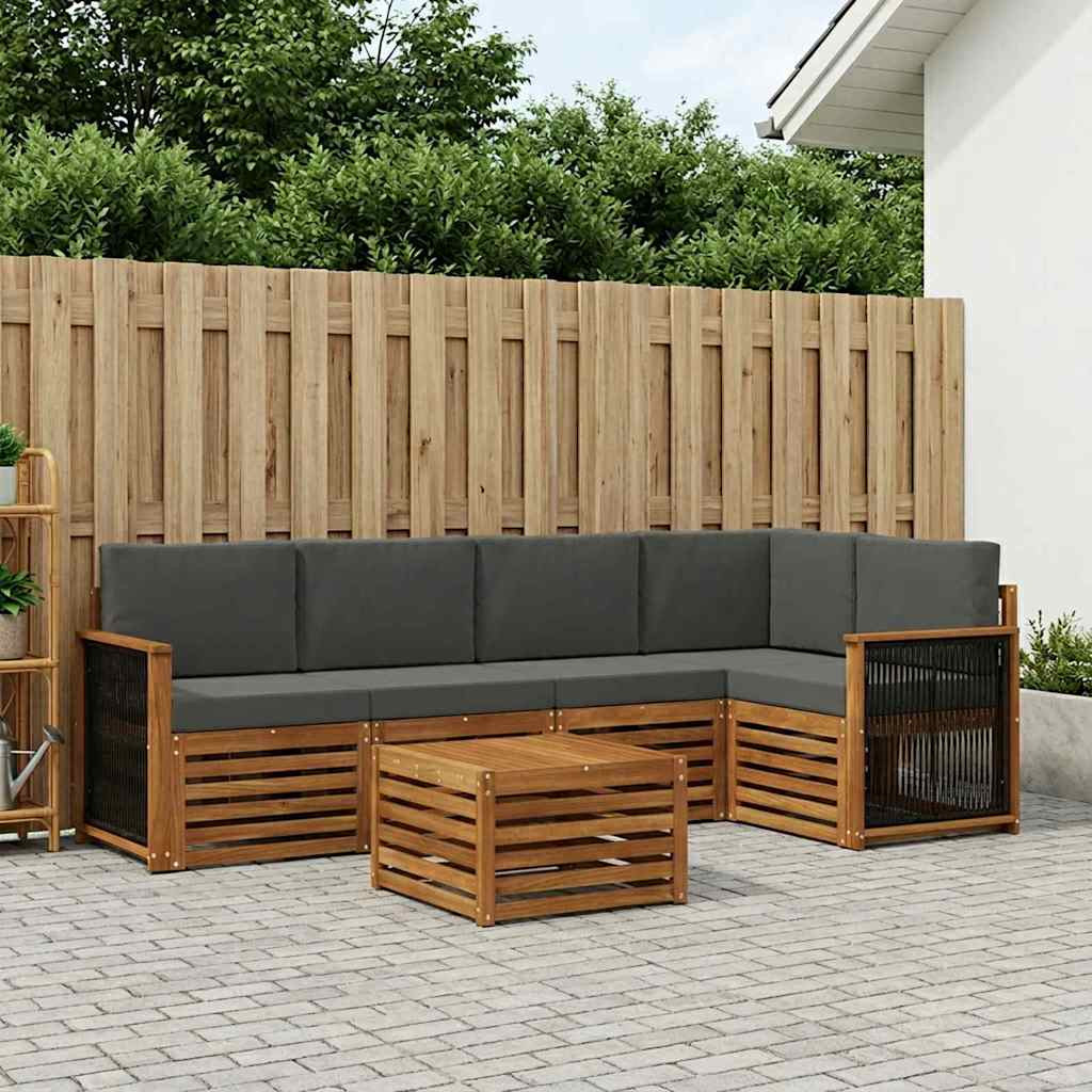 vidaXL Ecksofa Set mit Kissen 5 pcs Natur und Anthrazit