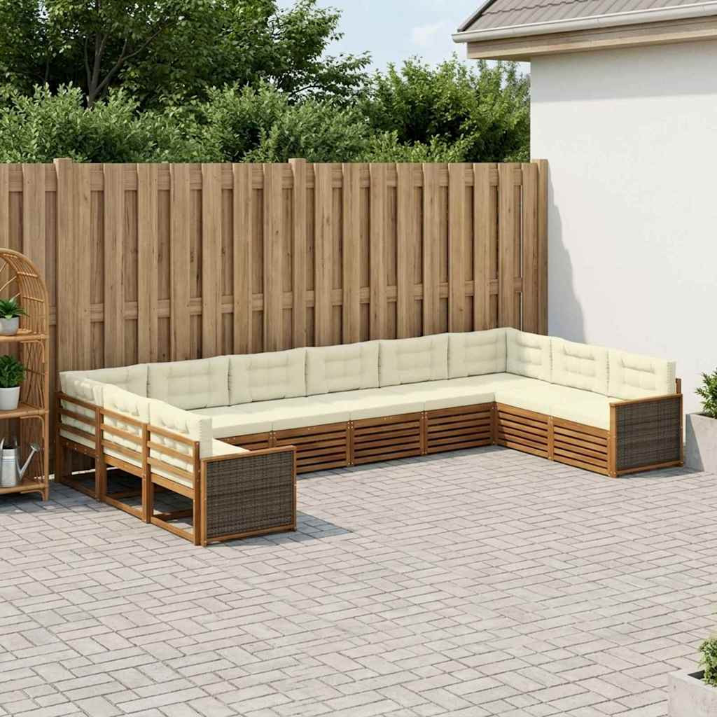 vidaXL Sofagarnituren mit Kissen 10 pcs Massivholz Akazie