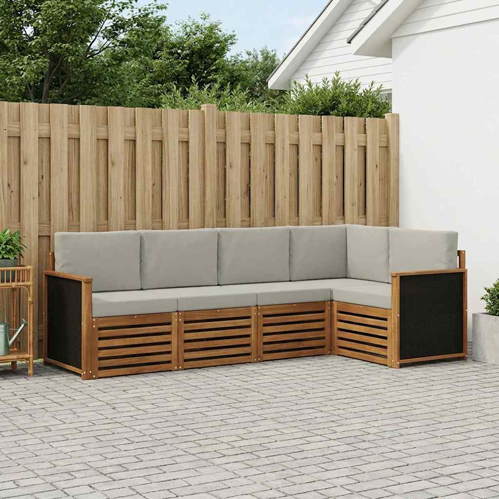 vidaXL Ecksofa Set mit Kissen 6 pcs Natürlich und Hellgrau
