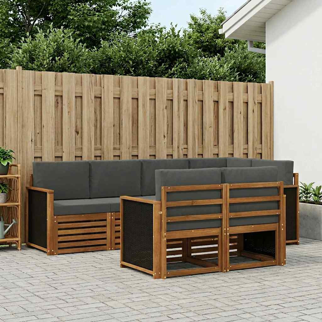 vidaXL Ecksofa Set mit Kissen 6 pcs Natur und Anthrazit