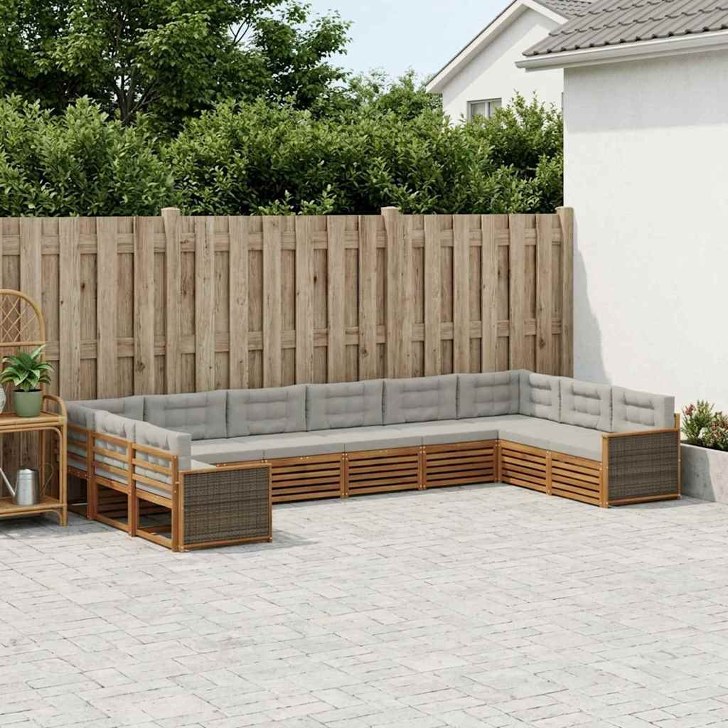 vidaXL Sofagarnituren mit Kissen 10 pcs Massivholz Akazie
