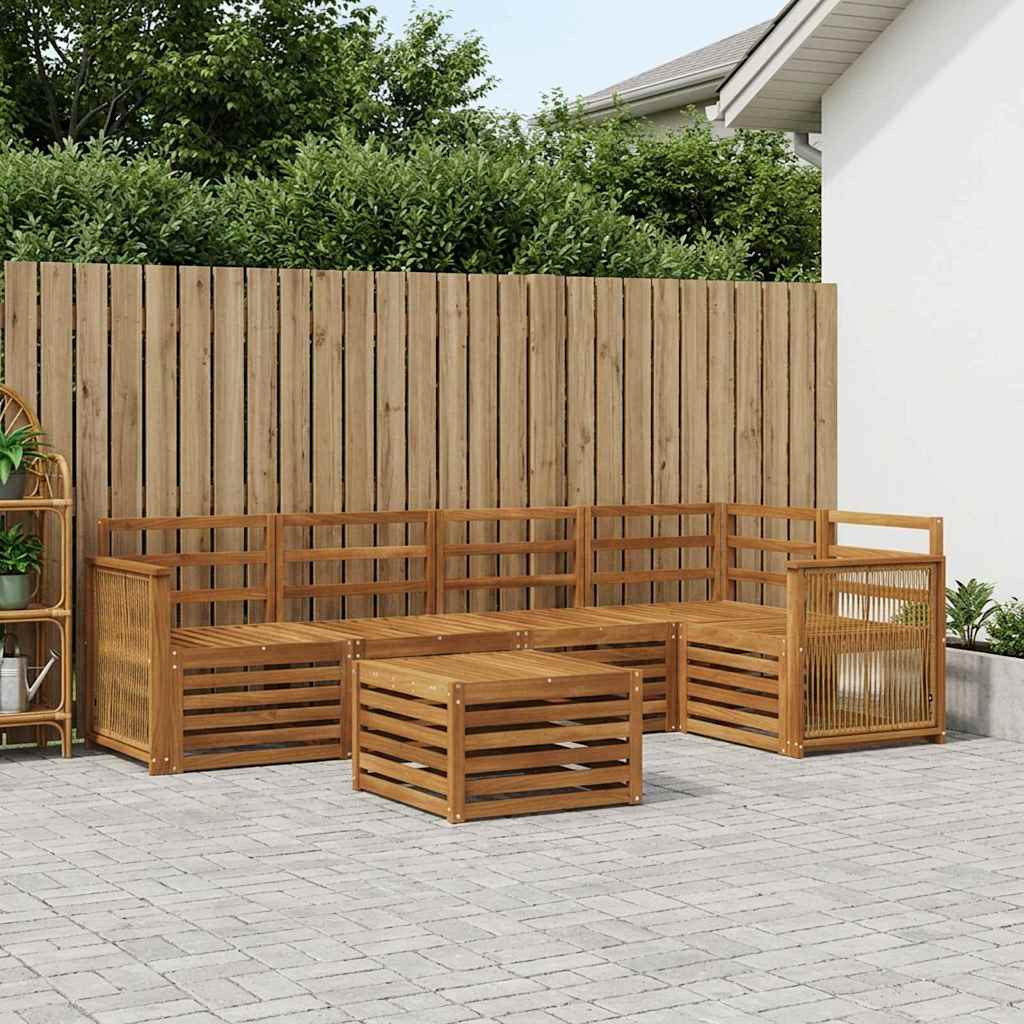 vidaXL Ecksofa Set 5 pcs Natur Massivholz Akazie