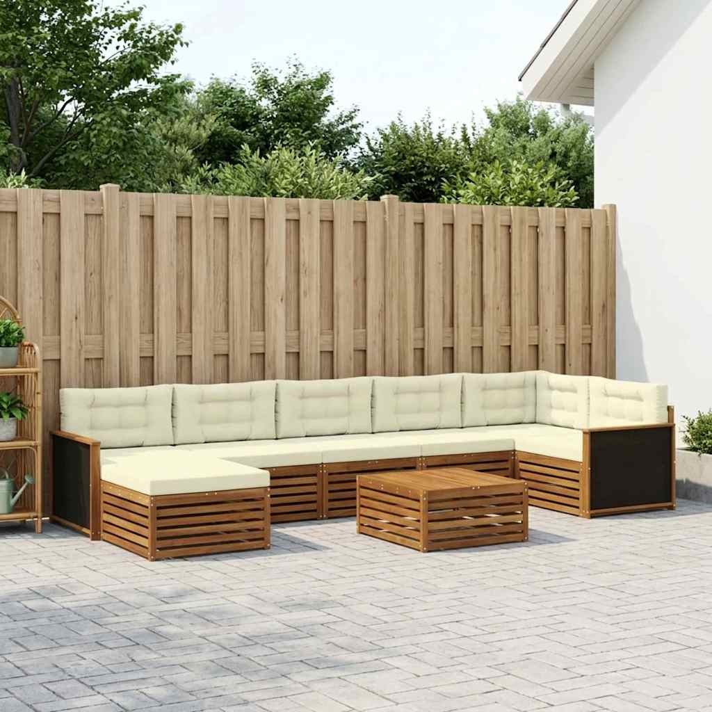vidaXL Outdoor-Sofagarnitur mit Kissen 8 pcs Natur und Creme