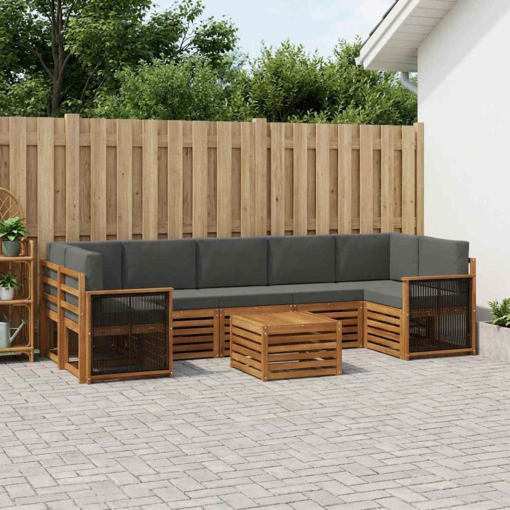 vidaXL Outdoor-Sofagarnitur mit Kissen 8 pcs Natur und Anthrazit