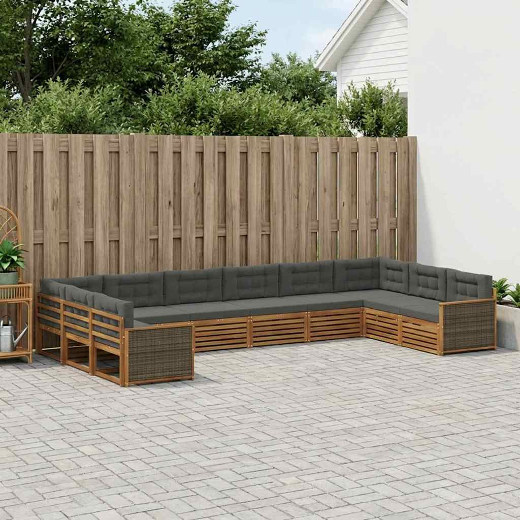 vidaXL Sofagarnituren mit Kissen 10 pcs Massivholz Akazie