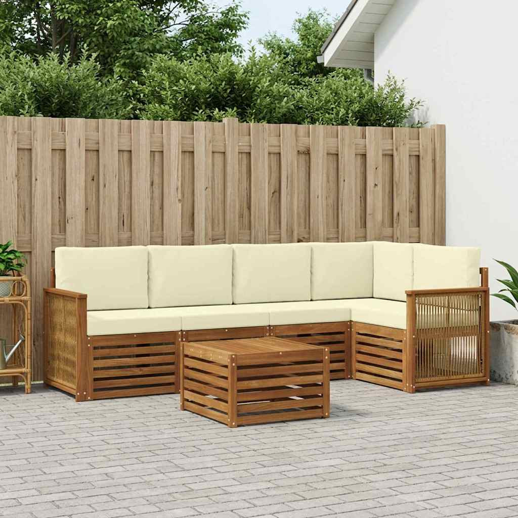 vidaXL Ecksofa Set mit Kissen 5 pcs Natur und Creme