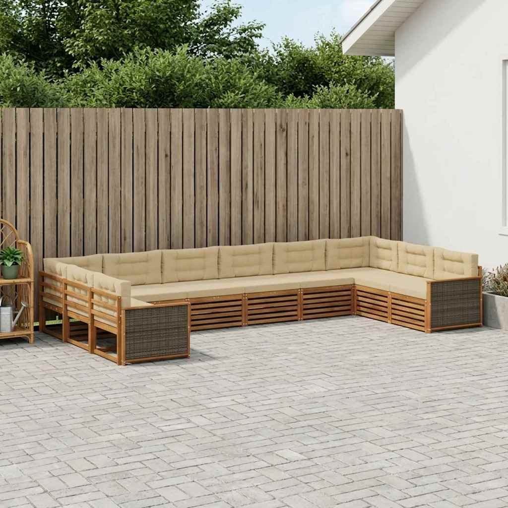vidaXL Sofagarnituren mit Kissen 10 pcs Massivholz Akazie