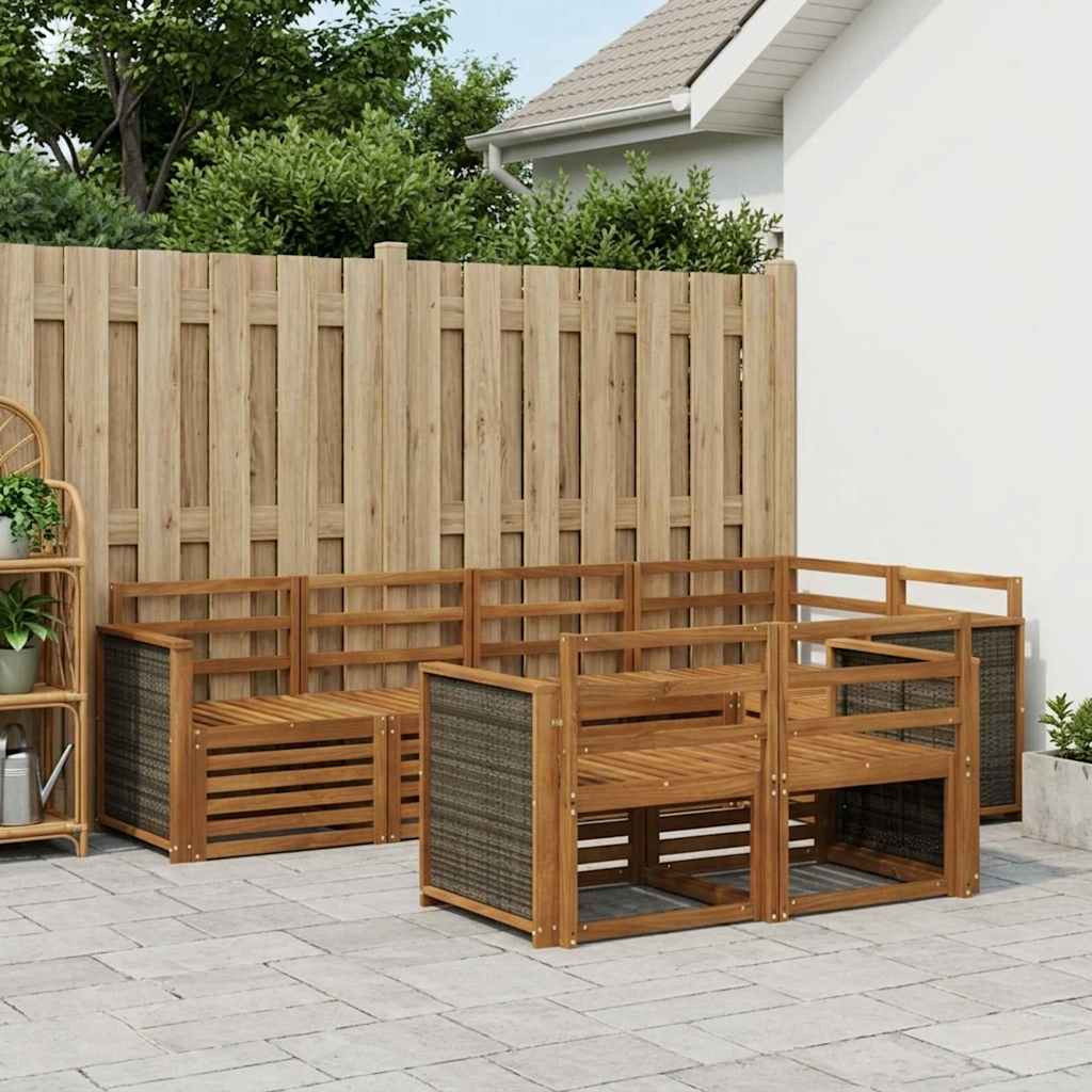vidaXL Ecksofa Set 6 pcs Natur Massivholz Akazie