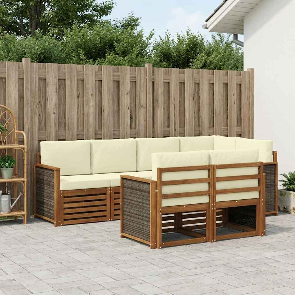 vidaXL Ecksofa Set mit Kissen 6 pcs Natur und Creme