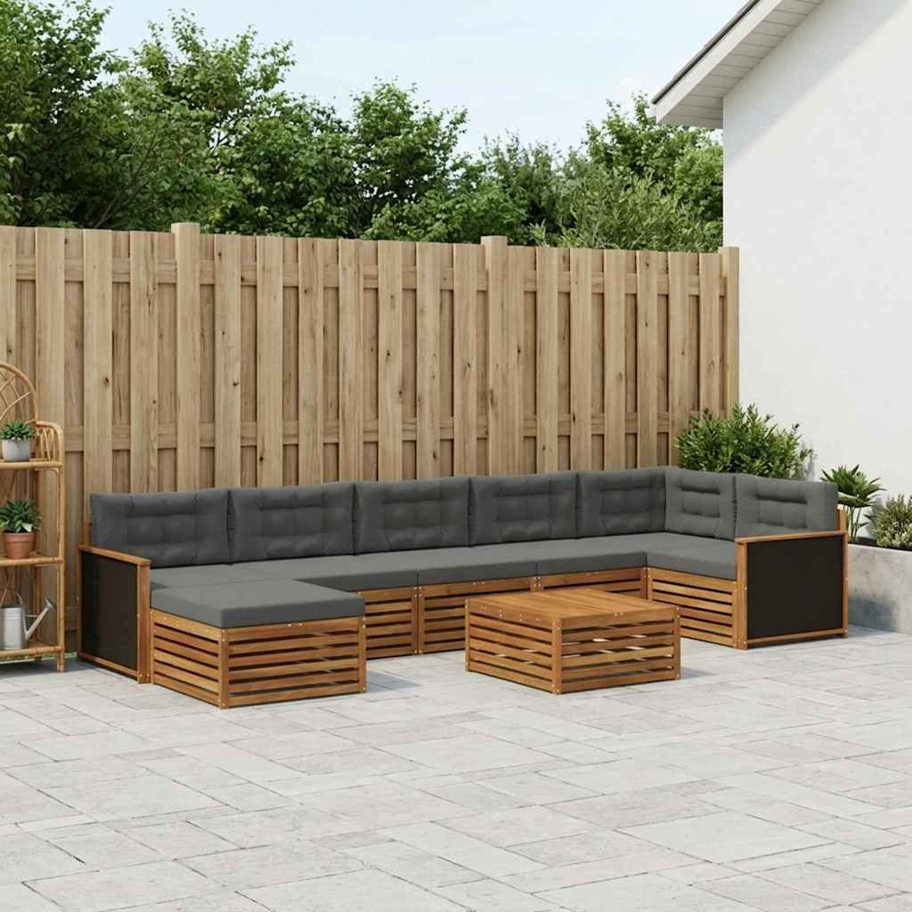 vidaXL Outdoor-Sofagarnitur mit Kissen 8 pcs Natur und Anthrazit