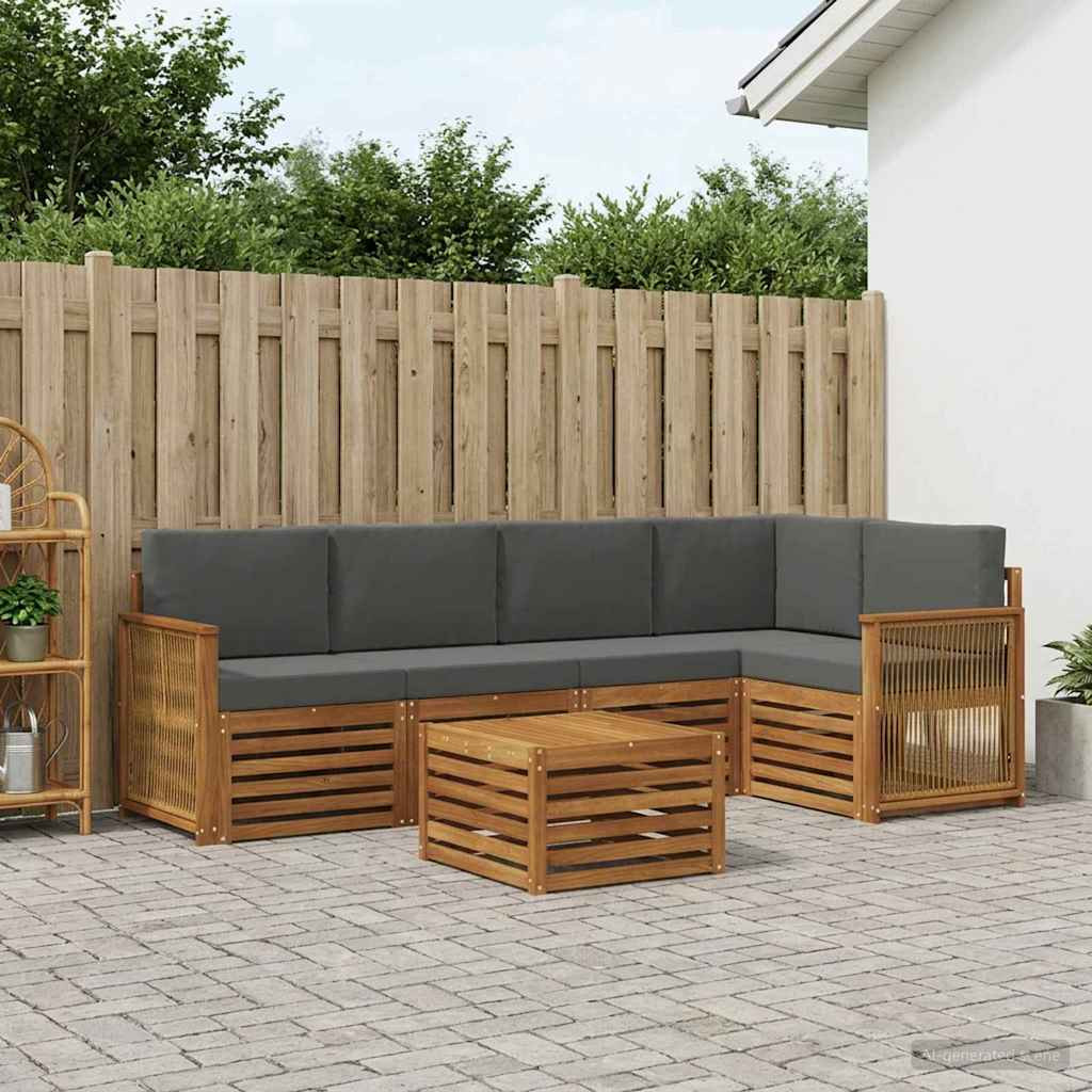 vidaXL Ecksofa Set mit Kissen 5 pcs Natur und Anthrazit