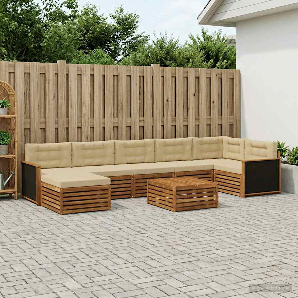 vidaXL Outdoor-Sofagarnitur mit Kissen 8 pcs Natur und Beige