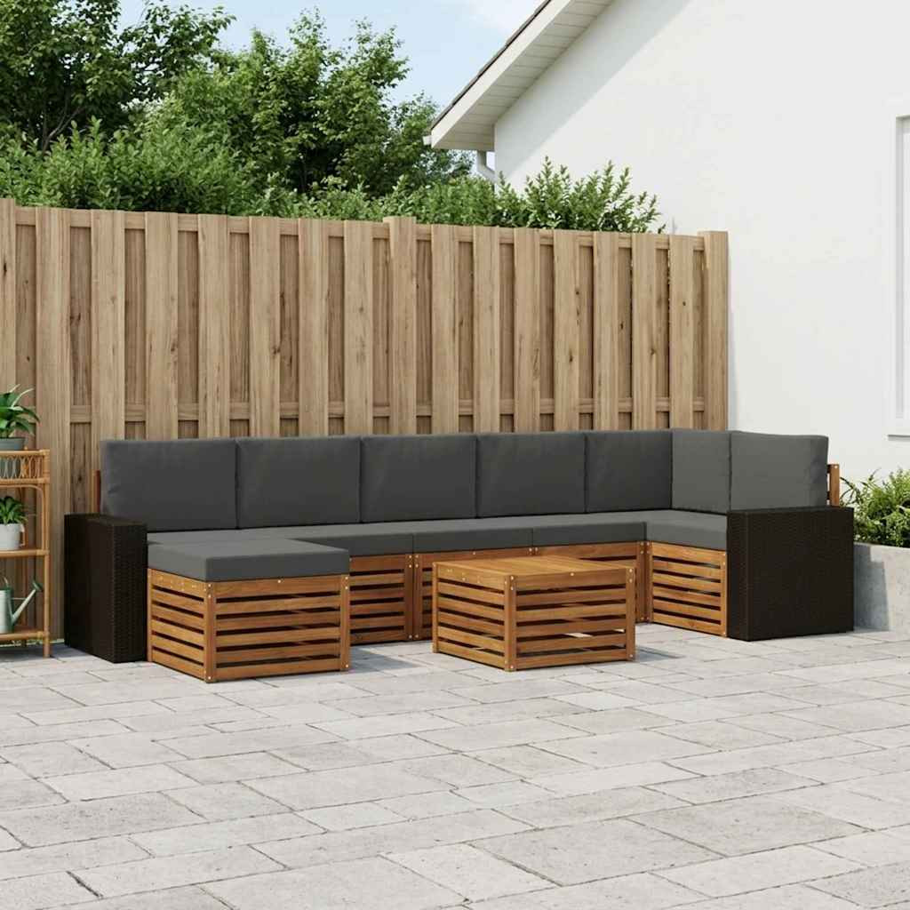vidaXL Outdoor-Sofagarnitur mit Kissen 8 pcs Natur und Anthrazit