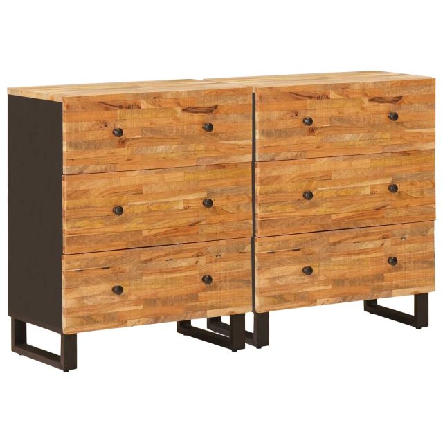 vidaXL Sideboard 2 pcs Braun 60 x 33 x 75 cm Massivholz Mango