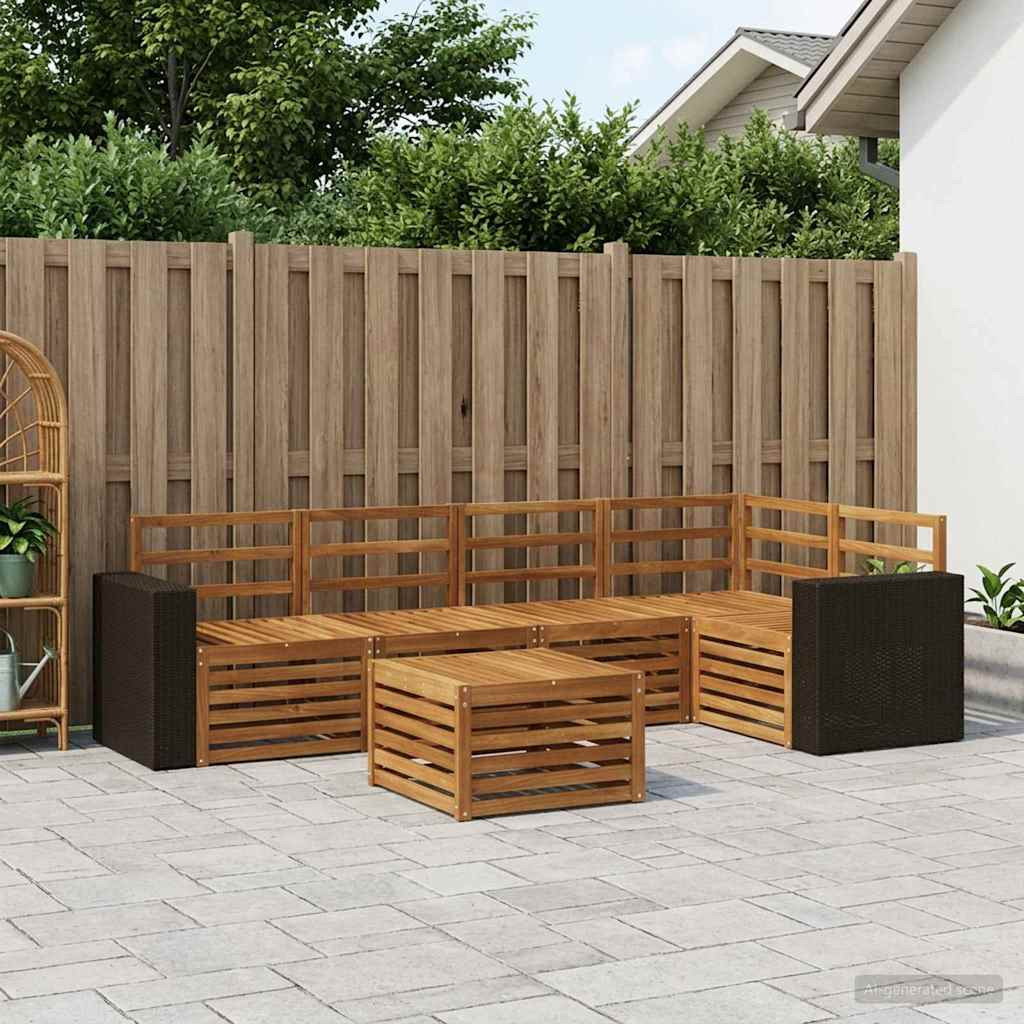 vidaXL Ecksofa Set 6 pcs Natur Massivholz Akazie