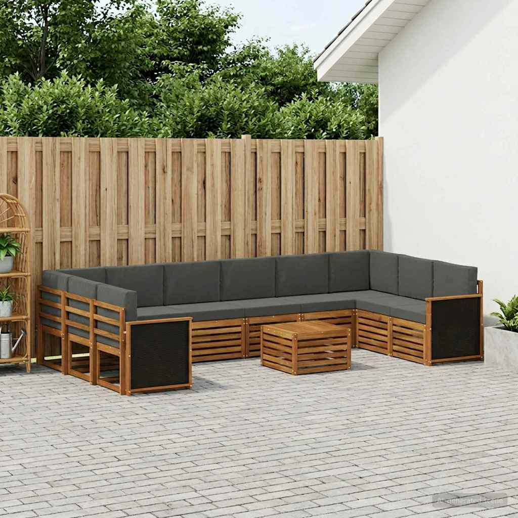 vidaXL Outdoor-Sofagarnitur mit Kissen 8 pcs Natur und Anthrazit