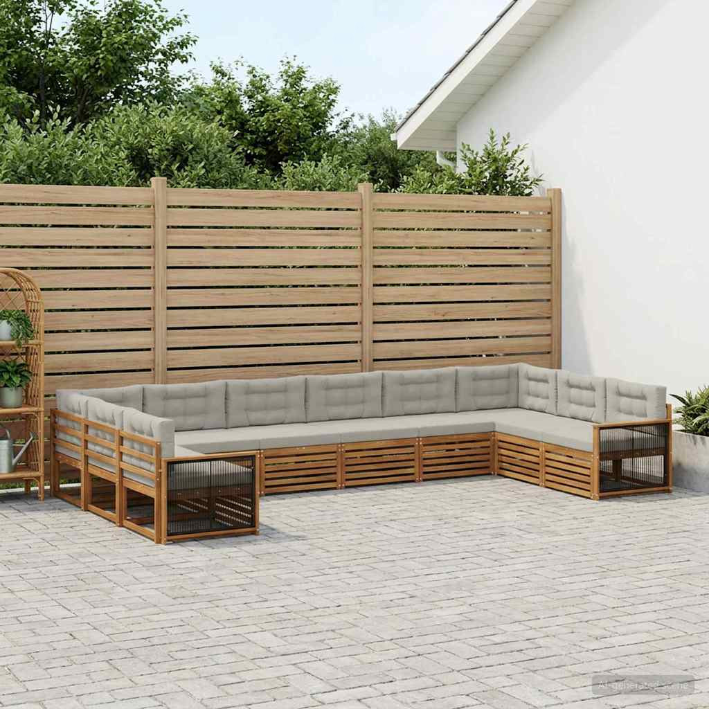 vidaXL Sofagarnituren mit Kissen 10 pcs Massivholz Akazie