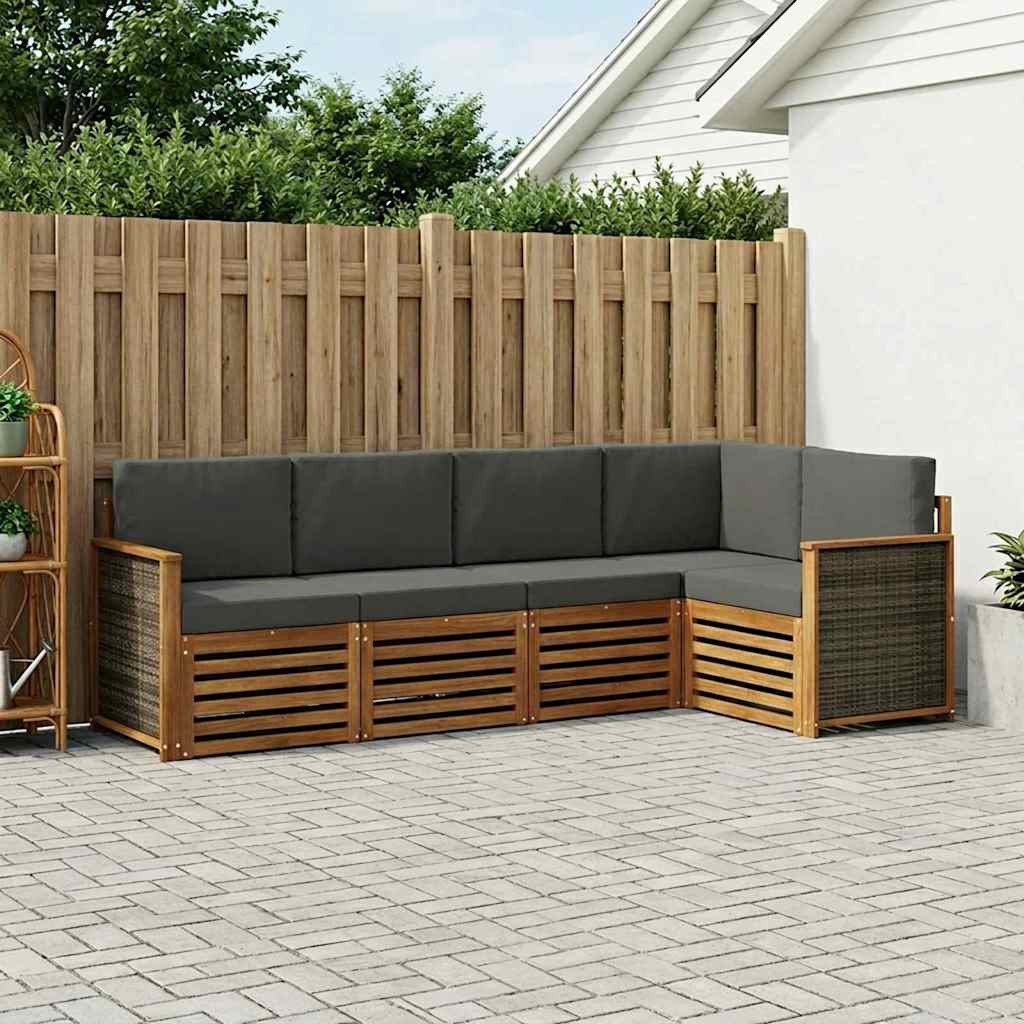 vidaXL Ecksofa Set mit Kissen 6 pcs Natur und Anthrazit
