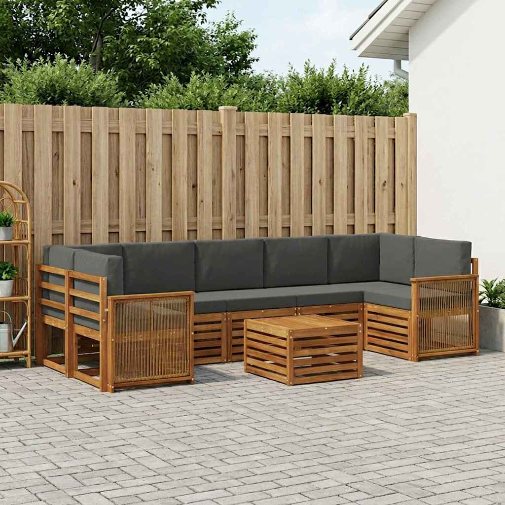 vidaXL Outdoor-Sofagarnitur mit Kissen 8 pcs Natur und Anthrazit