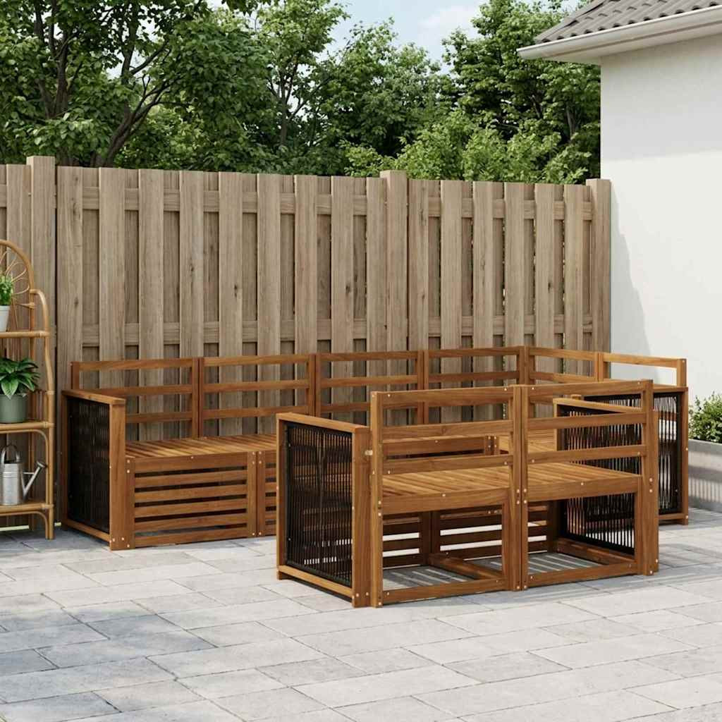 vidaXL Ecksofa Set 6 pcs Natur Massivholz Akazie