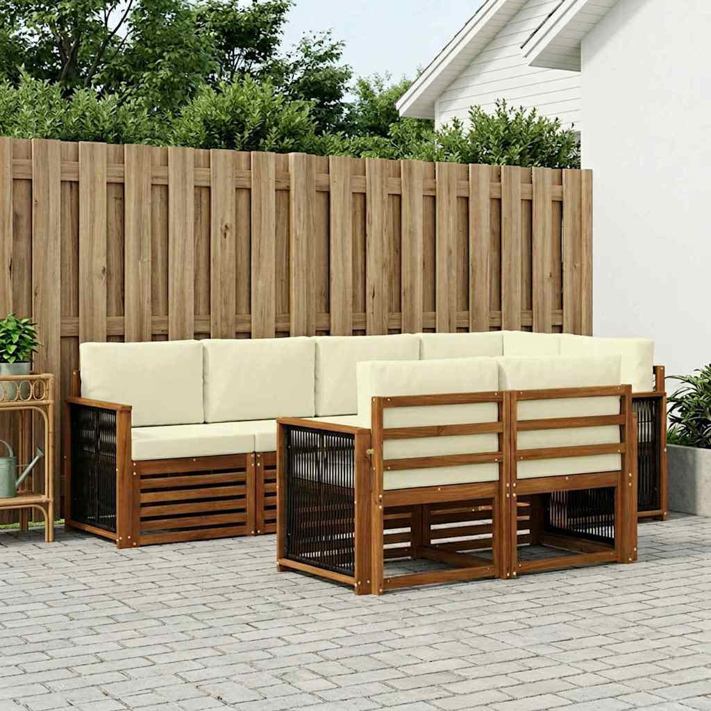 vidaXL Ecksofa Set mit Kissen 6 pcs Natur und Creme