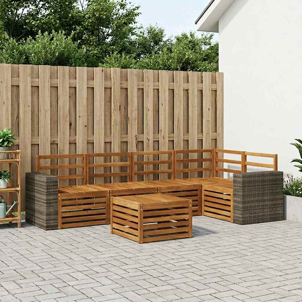 vidaXL Ecksofa Set 6 pcs Natur Massivholz Akazie
