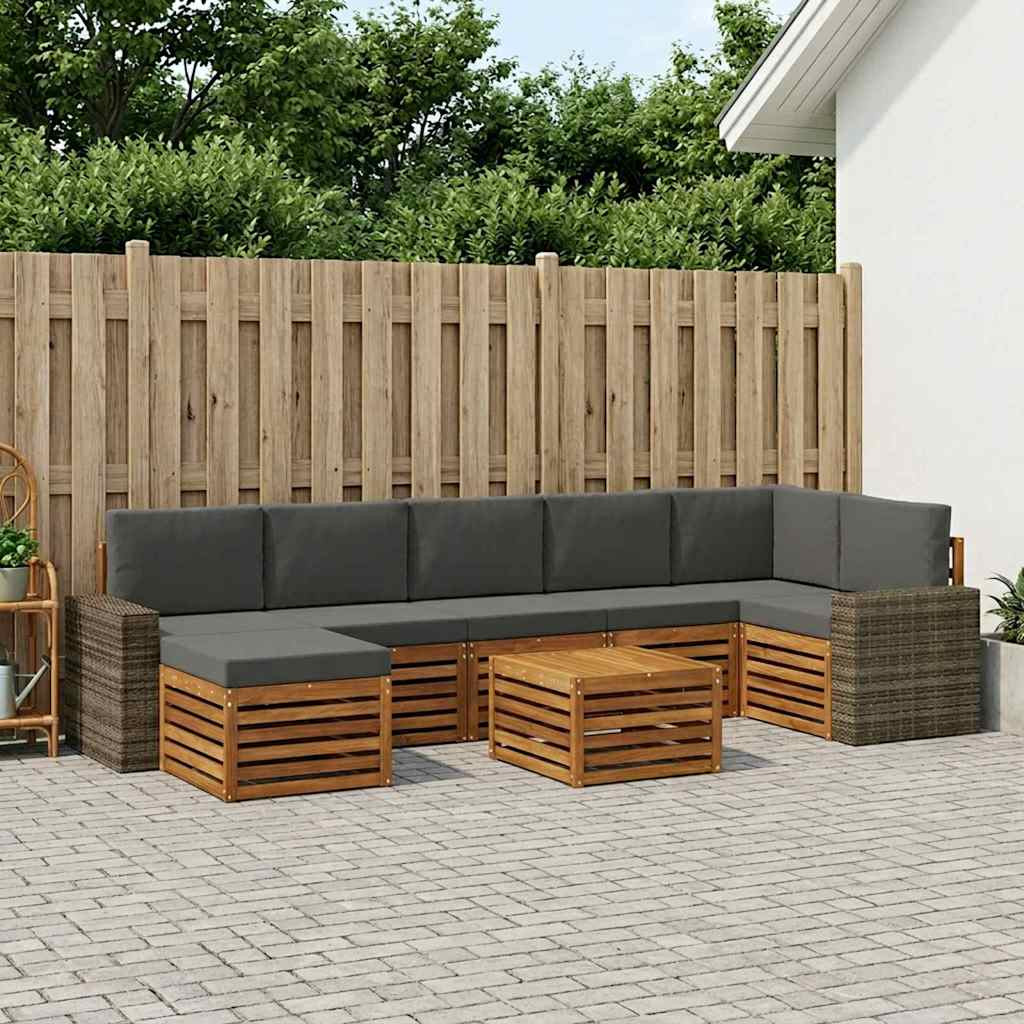 vidaXL Outdoor-Sofagarnitur mit Kissen 8 pcs Natur und Anthrazit