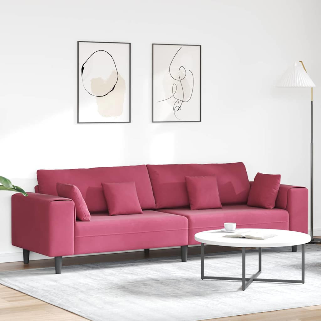 vidaXL Sofa Weinrot 250 x 77 x 76 cm Samt