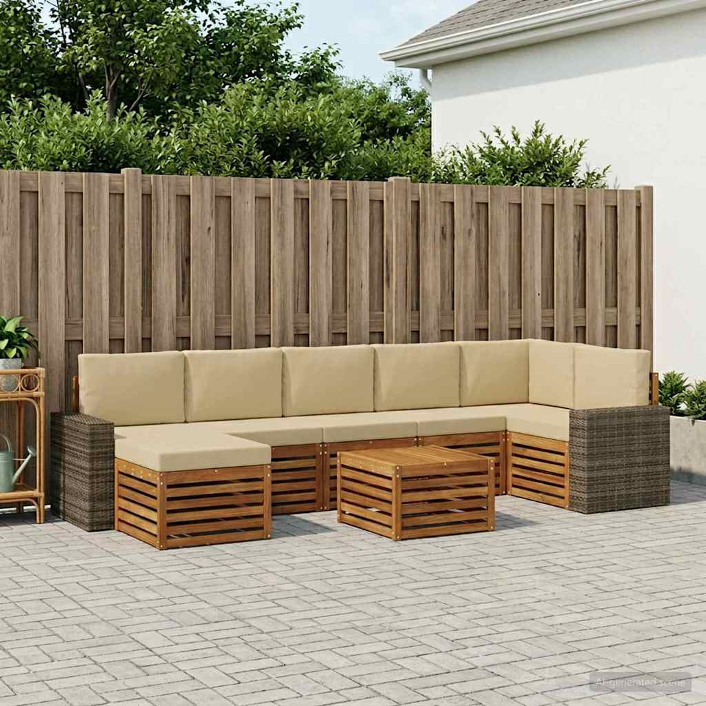 vidaXL Outdoor-Sofagarnitur mit Kissen 8 pcs Natur und Beige