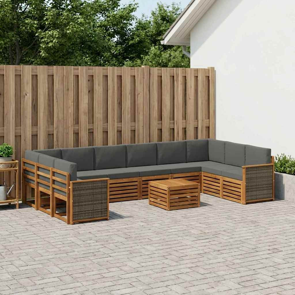 vidaXL Outdoor-Sofagarnitur mit Kissen 8 pcs Natur und Anthrazit
