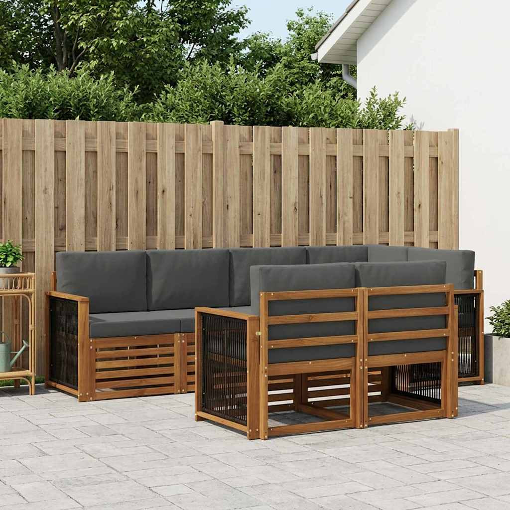 vidaXL Ecksofa Set mit Kissen 6 pcs Natur und Anthrazit