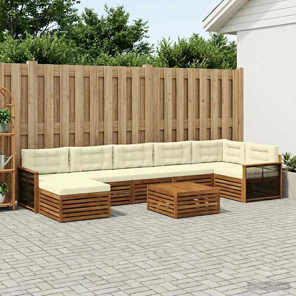 vidaXL Outdoor-Sofagarnitur mit Kissen 8 pcs Natur und Creme