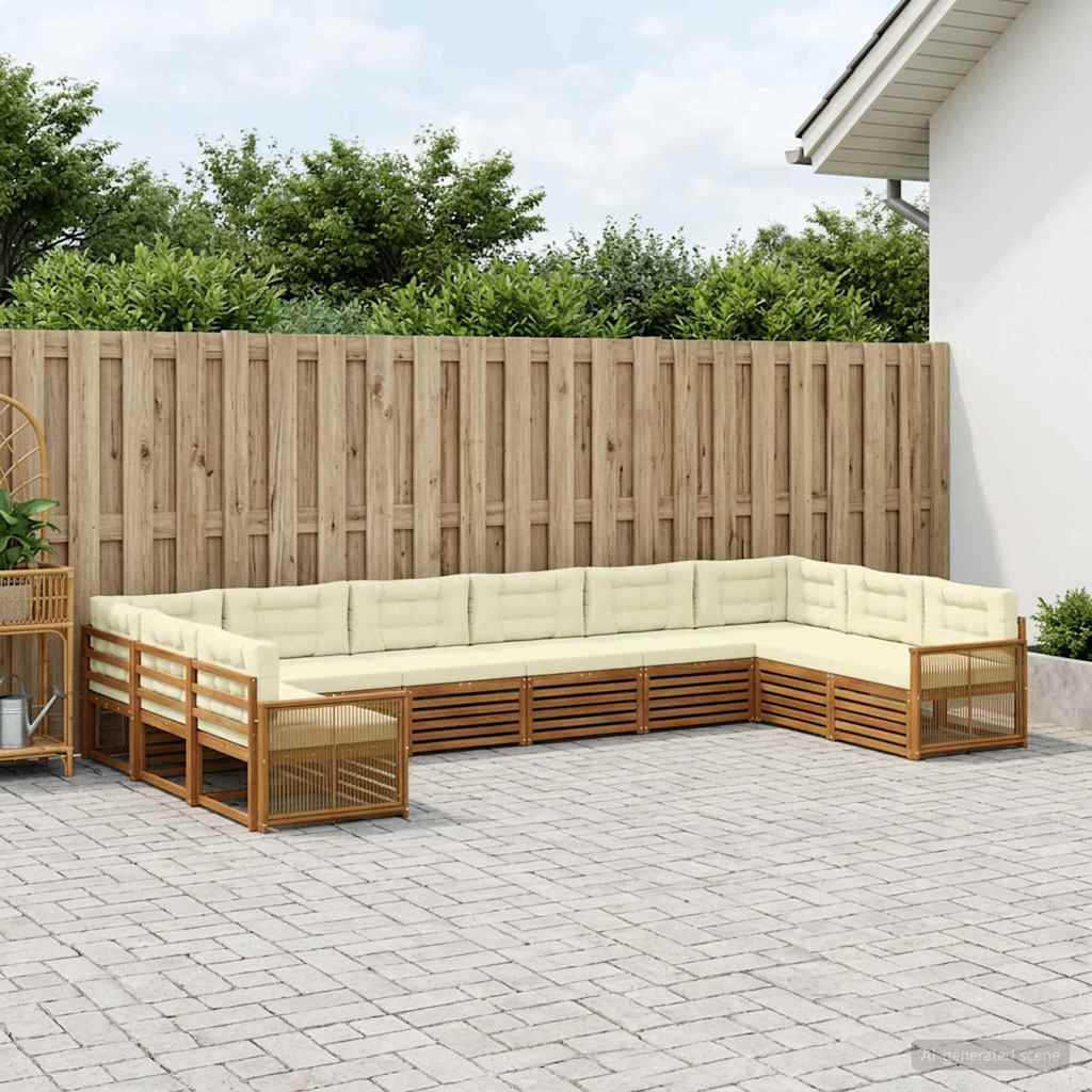 vidaXL Sofagarnituren mit Kissen 10 pcs Massivholz Akazie