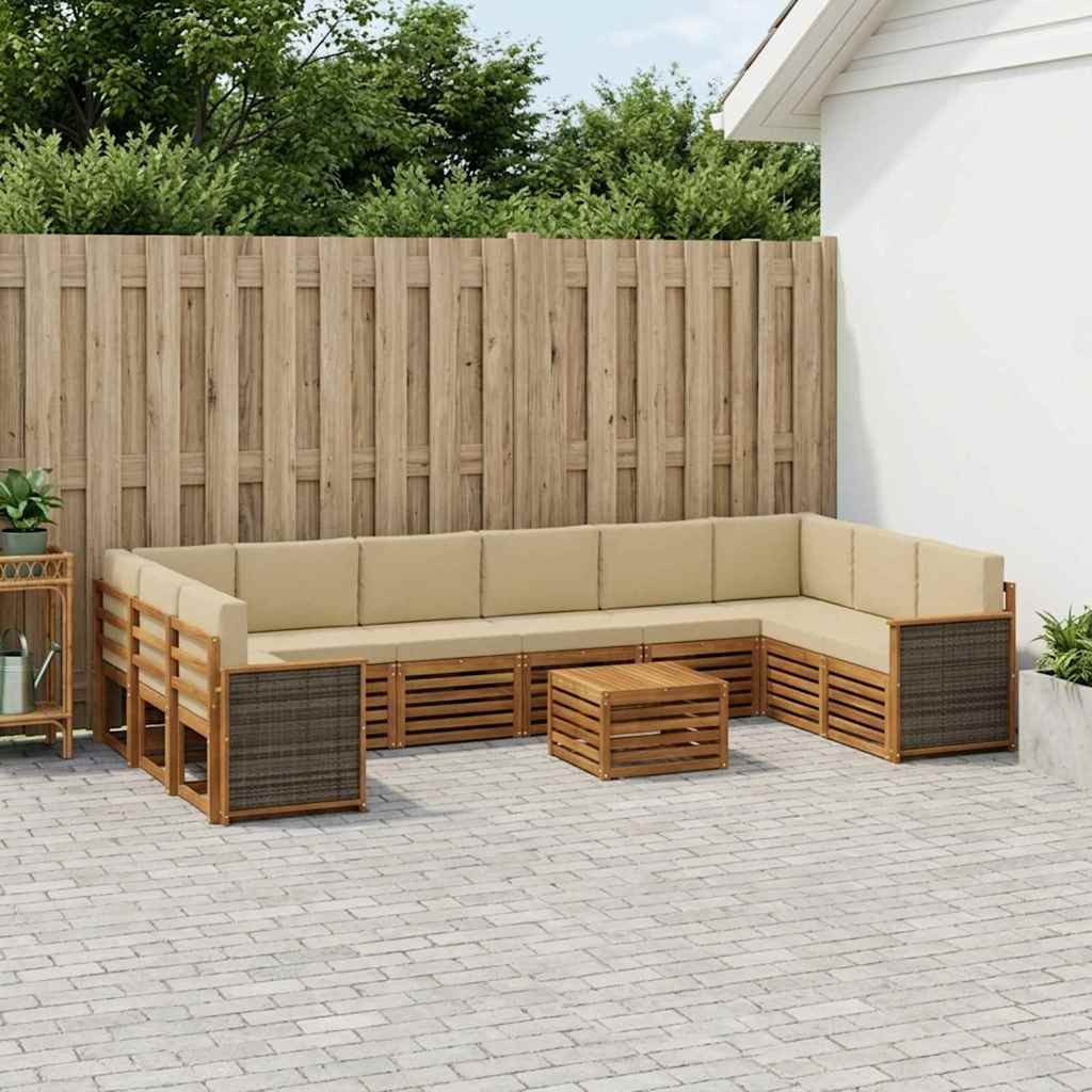 vidaXL Outdoor-Sofagarnitur mit Kissen 8 pcs Natur