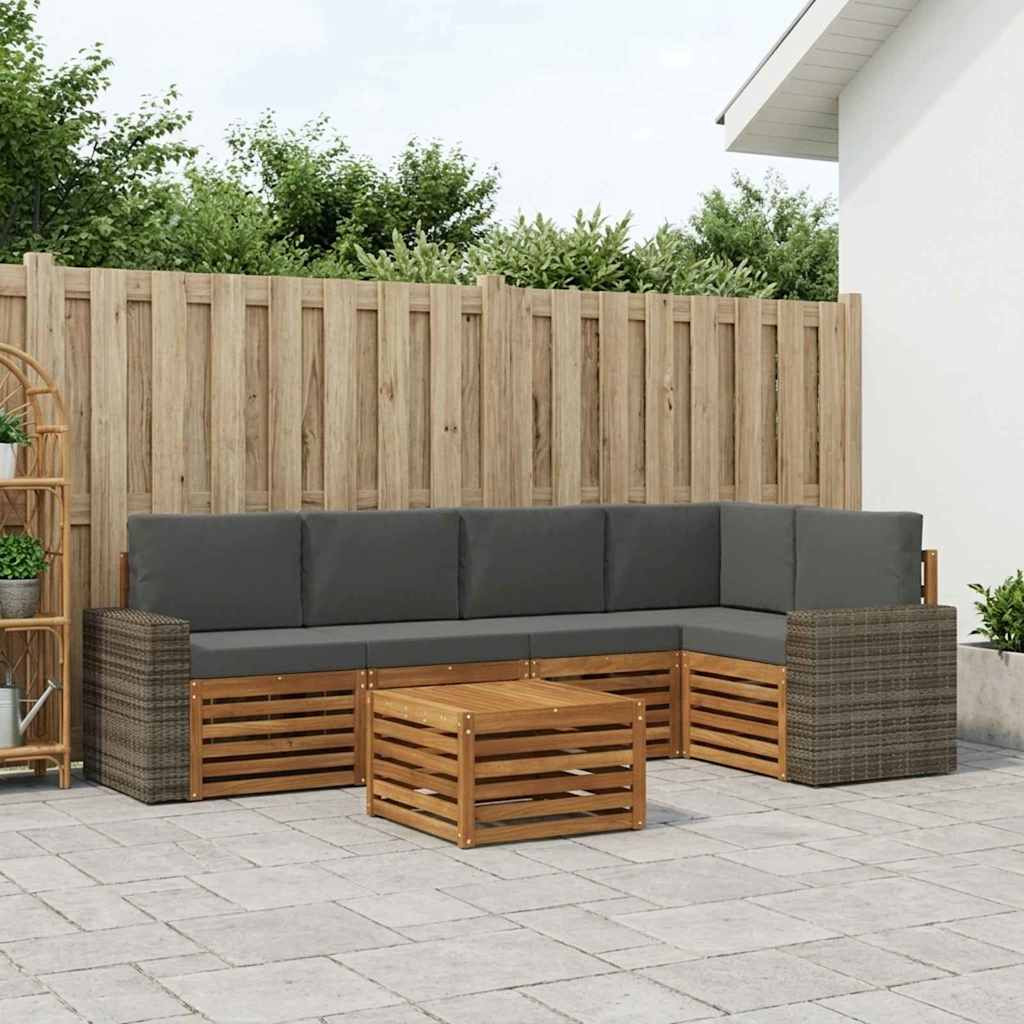 vidaXL Ecksofa Set 6 pcs Natur und Anthrazit Massivholz Akazie