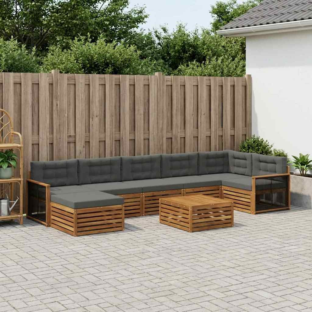 vidaXL Outdoor-Sofagarnitur mit Kissen 8 pcs Natur und Anthrazit
