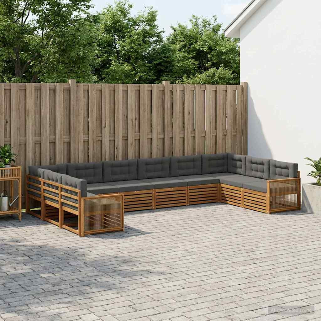 vidaXL Sofagarnituren mit Kissen 10 pcs Massivholz Akazie