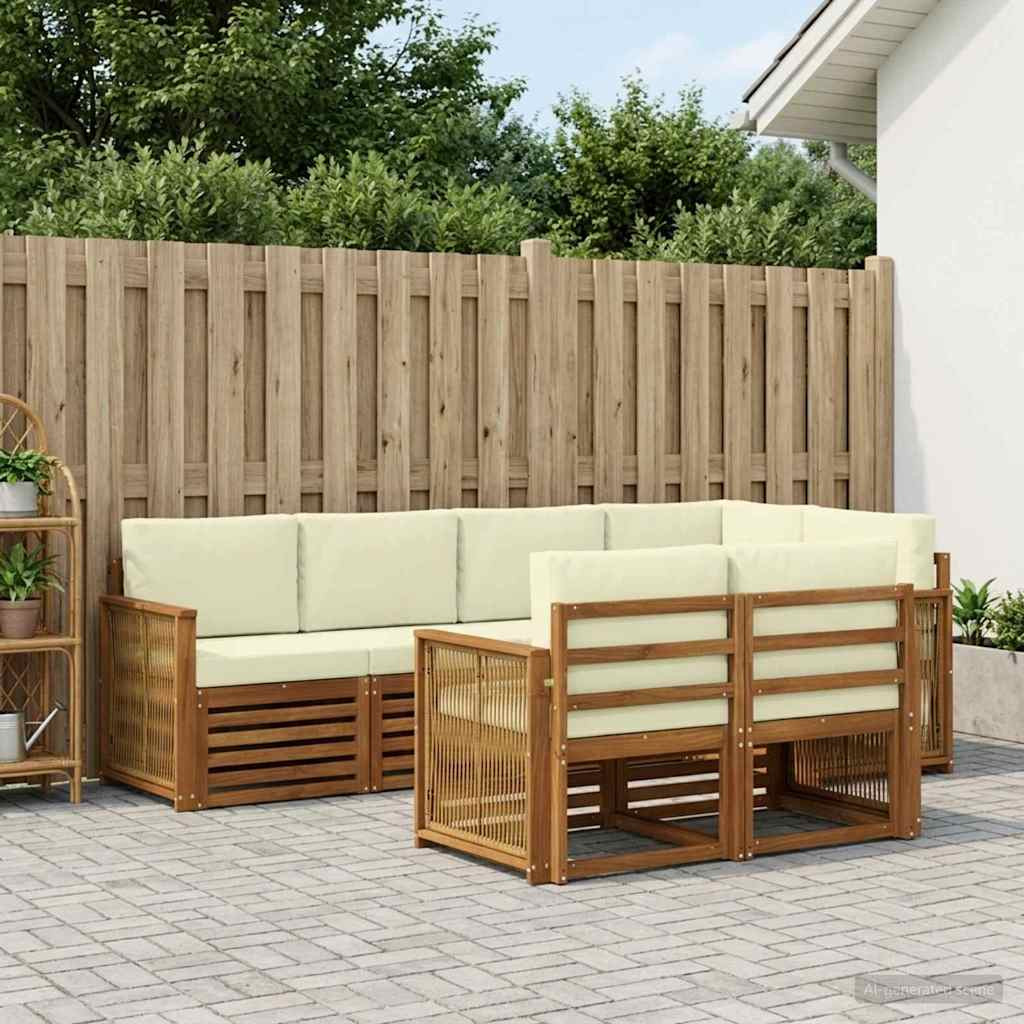 vidaXL Ecksofa Set mit Kissen 6 pcs Natur und Creme